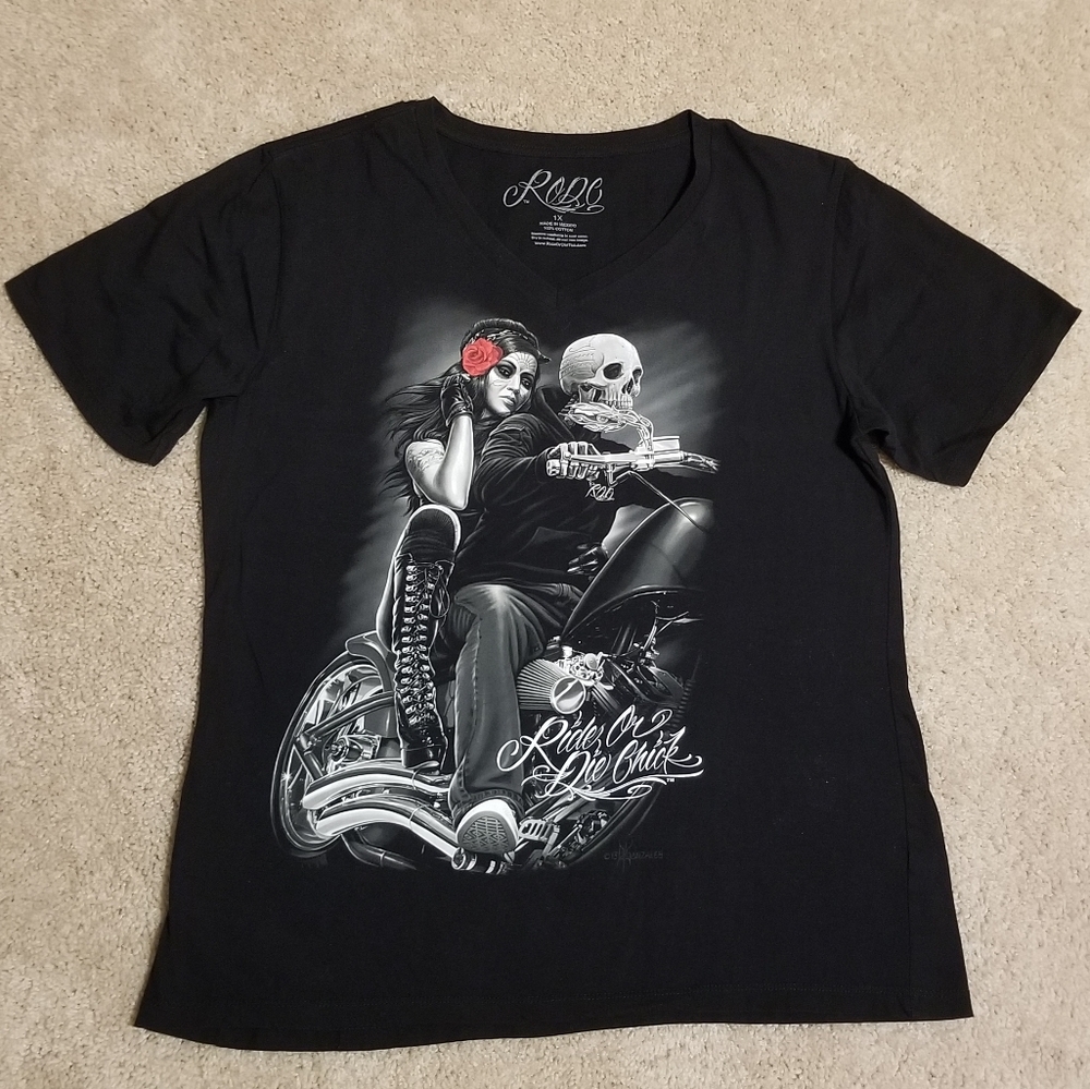 DGA Tees RODC "Biker Babe" Womens V-neck Tee